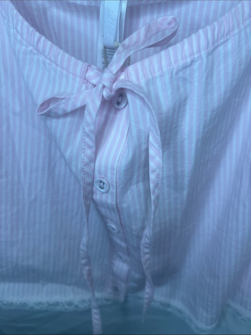 Skims Pink and White Striped Button-Front Shirt. - Picture 6 of 13